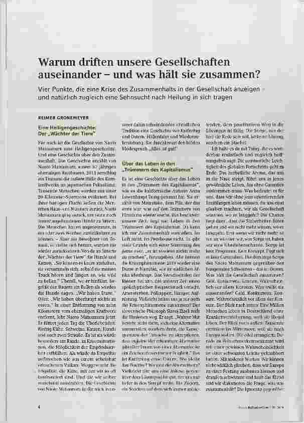 Vorschauseite 1: Warum driften unsere Gesellschaften auseinander und was hält sie zusammen?