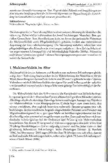 Vorschauseite 2: Multimorbidität und Pflegebedürftigkeit im Alter - Herausforderungen für die Prävention