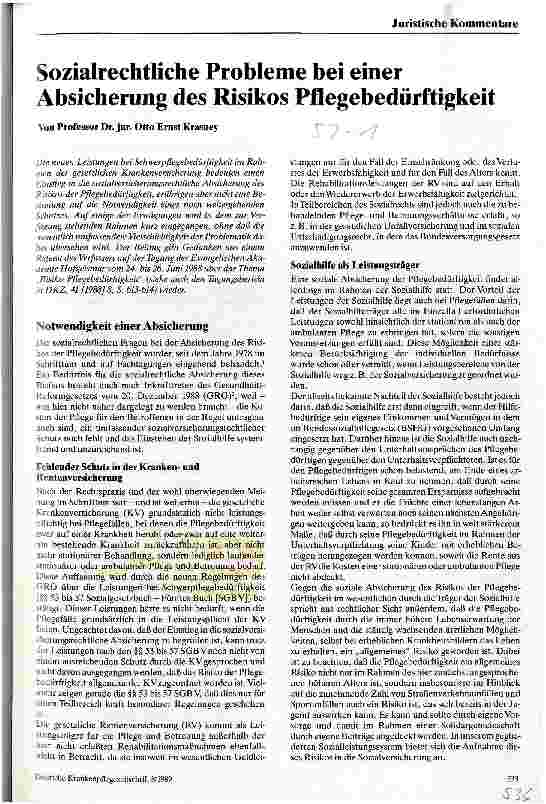 Vorschauseite 1: Sozialrechtliche Probleme bei einer Absicherung des Risikos Pflegebedürftigkeit