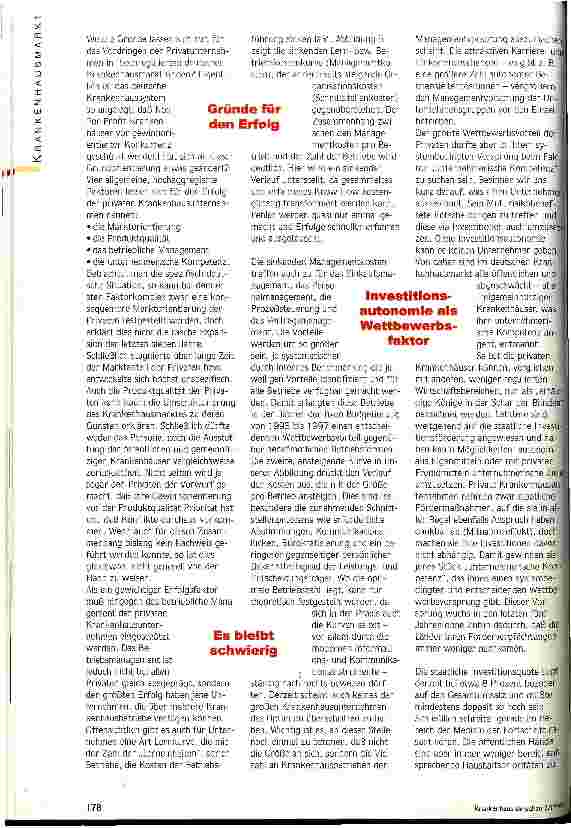Vorschauseite 4: Private im Vormarsch! Umstrukturierung des deuschen Krankenhausmarktes