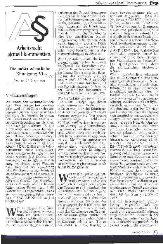Vorschauseite 1: Die außerordentliche Kündigung VI