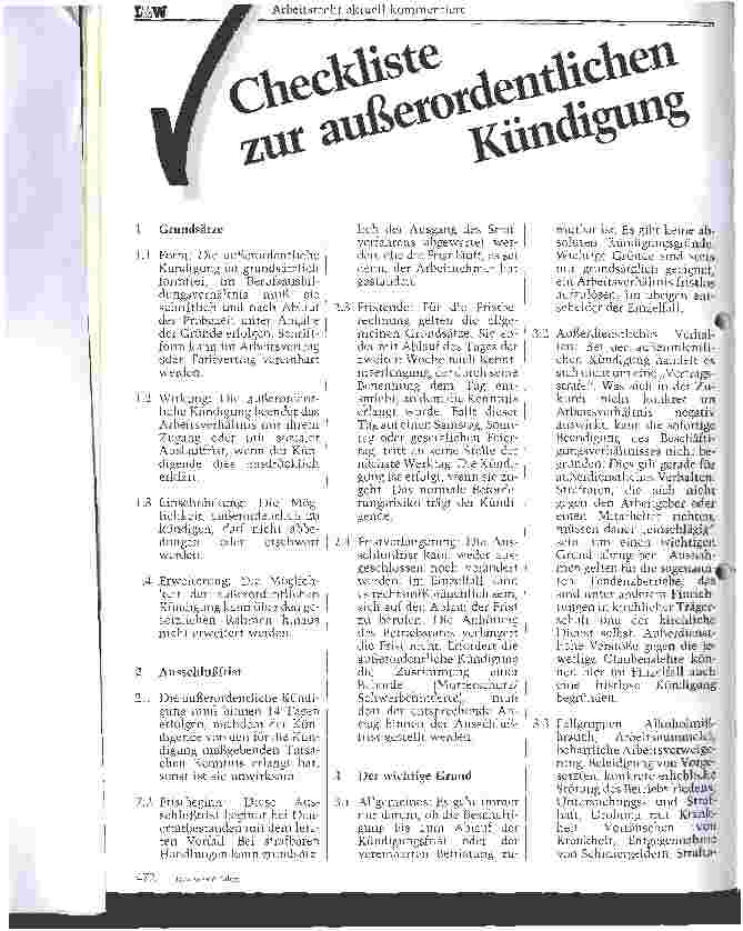Vorschauseite 2: Die außerordentliche Kündigung VI