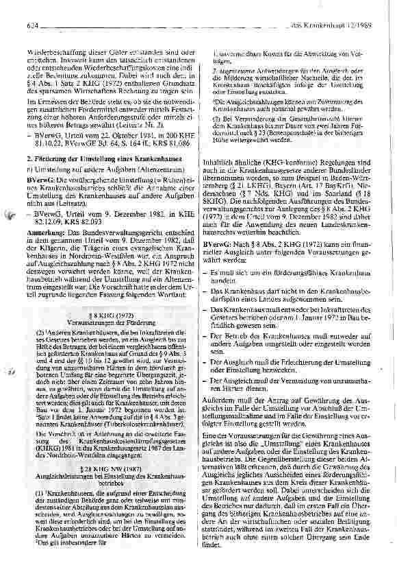 Vorschauseite 4: Das Krankenhaus in der Rechtsprechung des Bundesverwaltungsgerichtes (V)