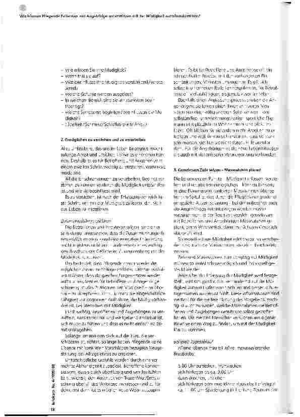 Vorschauseite 2: Wie können Pflegende Patienten und Angehörige unterstützen mit der Müdigkeit zurechtzukommen?