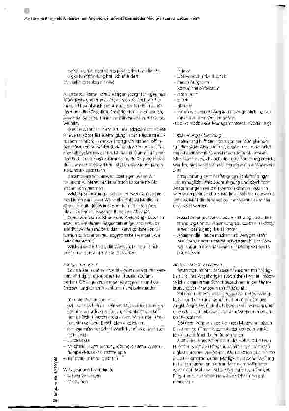 Vorschauseite 4: Wie können Pflegende Patienten und Angehörige unterstützen mit der Müdigkeit zurechtzukommen?