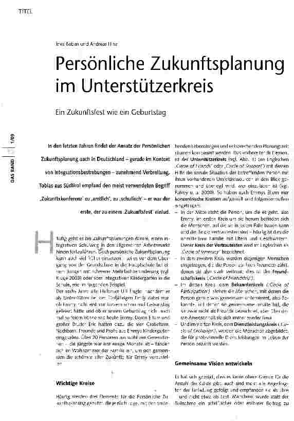 Vorschauseite 3: Persönliche Zukunftsplanung im Unterstützerkreis