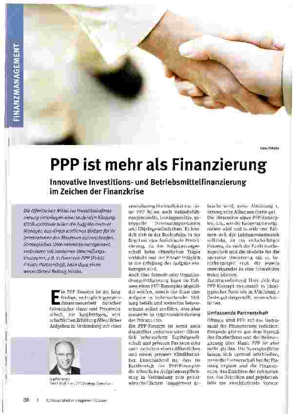 Vorschauseite 1: PPP ist mehr als Finanzierung