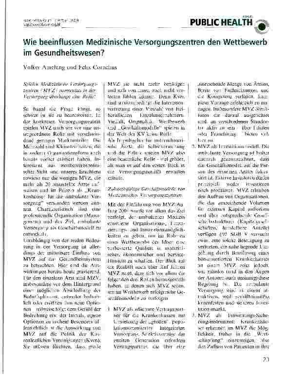 Vorschauseite 1: Wie beeinflussen Medizinische Versorgungszentren den Wettbewerb im Gesundheitswesen?