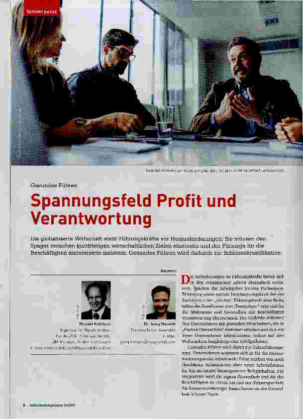 Vorschauseite 1: Spannungsfeld Profit und Verantwortung