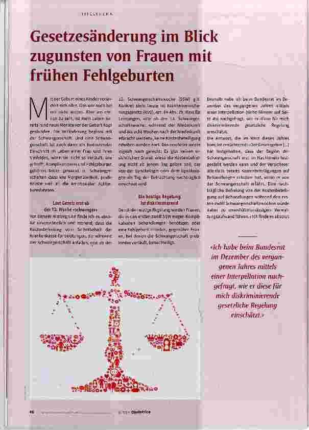Vorschauseite 1: Gesetzesänderung im Blick zugunsten von Frauen mit frühen Fehlgeburten