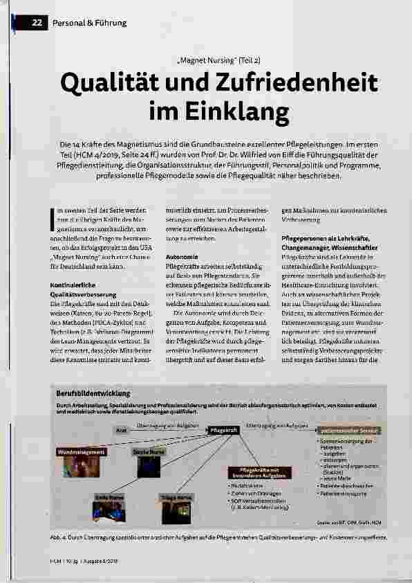 Vorschauseite 1: Magnet Nursing (Teil 2) Qualität und Zufriedenheit im Einklang