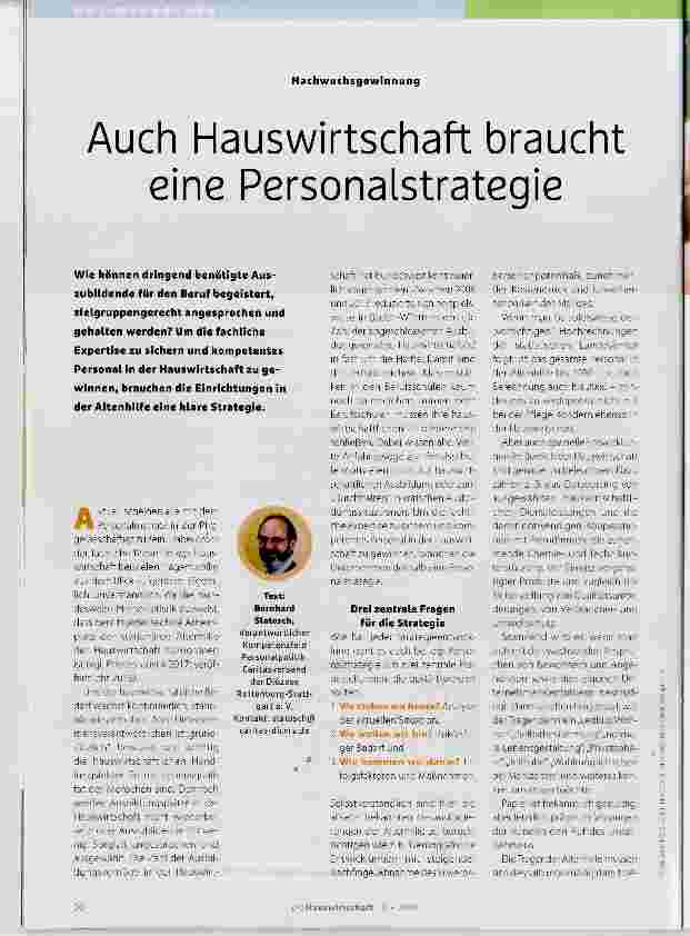 Vorschauseite 1: Auch Hauswirtschaft braucht eine Personalstrategie