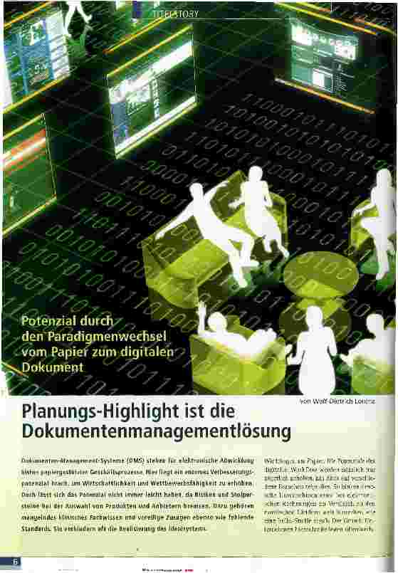 Vorschauseite 1: Planungs-Highlight ist die Dokumentenmanagementlösung