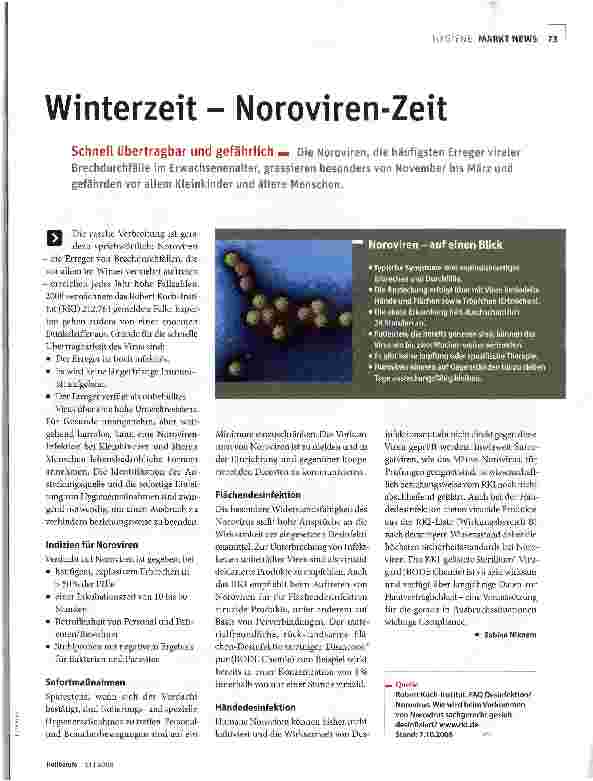 Vorschauseite 1: Winterzeit - Noroviren-Zeit