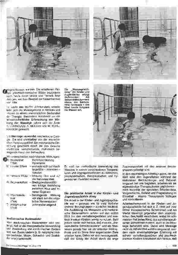 Vorschauseite 2: Berufsgruppendarstellung in der Kinderund Jugendpsychiatrie 4. Folge: Masseurin und medizinische Bademeisterin