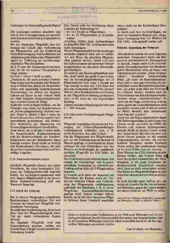Vorschauseite 3: Das Gesundheitsreformgesetz und die für die ambulante Krankenpflege bedeutenden Paragraphen