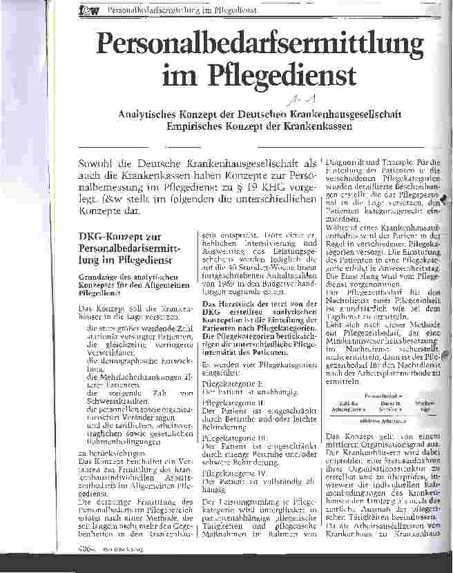 Vorschauseite 1: Personalbedarfsermittlung im Pflegedienst Analytisches Konzept der Deutschen Krankenhausgesellschaft