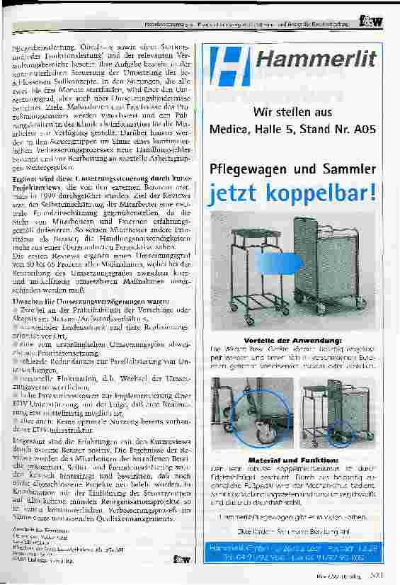 Vorschauseite 5: Prozeßoptimierung im Krankenhaus steigert die Effizienz und festigt die Kundenbindung