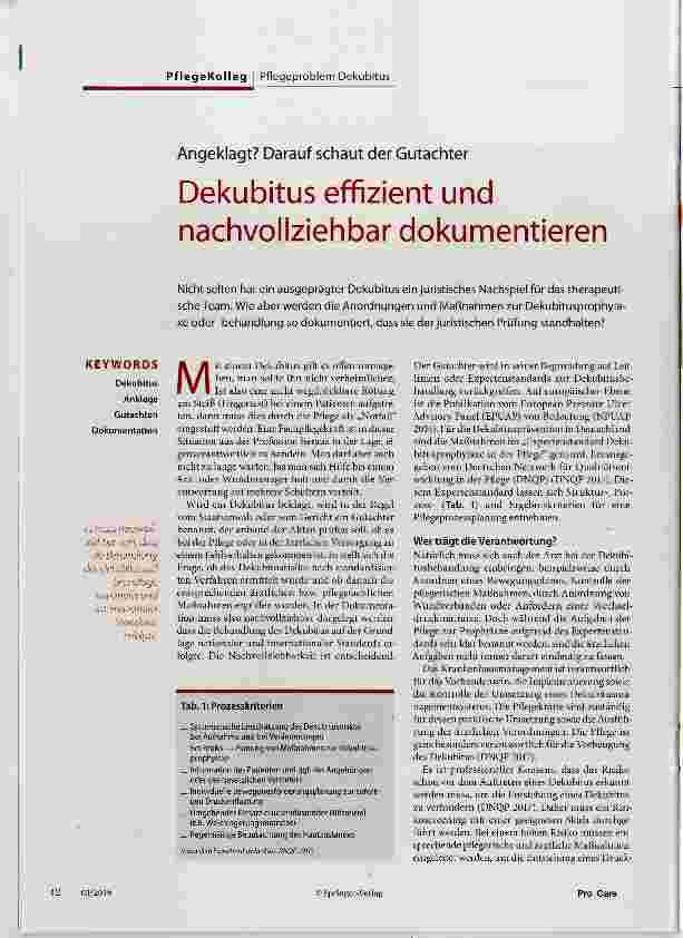 Vorschauseite 1: Dekubitus effizient und nachvollziehbar dokumentieren