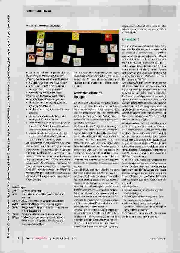 Vorschauseite 3: Aktivitätenorientiertes Vorgehen in der Aphasietherapie