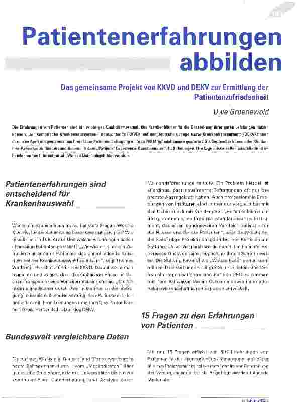 Vorschauseite 1: Patientenerfahrungen abbilden