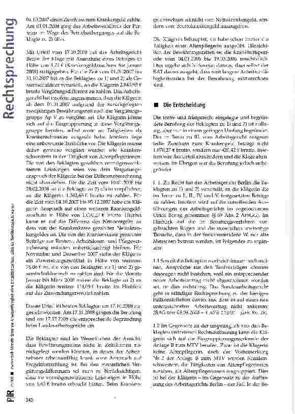 Vorschauseite 2: Zweieinhalb Monate dauernde Arbeitsunfähigkeit ohne Entgeltfortzahlung zählt für Bewährungsaufstieg mit
