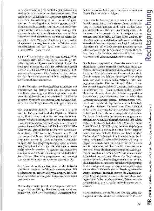 Vorschauseite 3: Zweieinhalb Monate dauernde Arbeitsunfähigkeit ohne Entgeltfortzahlung zählt für Bewährungsaufstieg mit