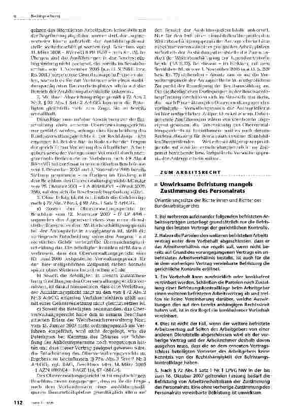 Vorschauseite 1: Unwirksame Befristung mangels Zustimmung des Personalrats