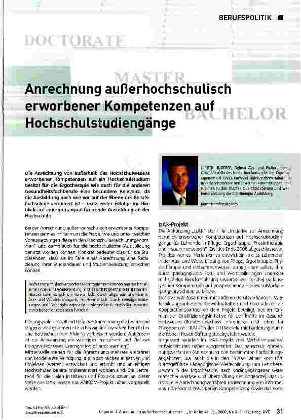 Vorschauseite 1: Anrechnung außerhochschulisch erworbener Kompetenzen auf Hochschulstudiengänge