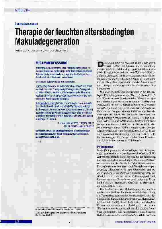 Vorschauseite 1: Therapie der feuchten altersbedingten Makuladegeneration