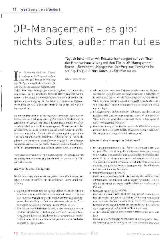 Vorschauseite 1: OP-Management - es gibt nichts Gutes, außer man tut es