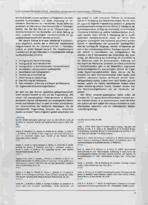 Vorschauseite 2: One size does not fit all systematische Literaturrecherche in Fachdatenbanken Einführung in eine zehnteilige Reihe