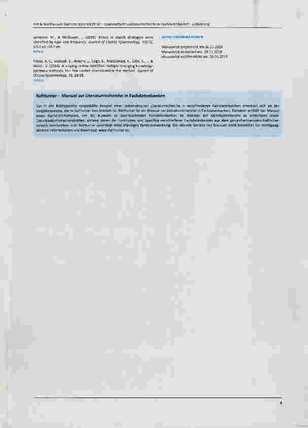 Vorschauseite 3: One size does not fit all systematische Literaturrecherche in Fachdatenbanken Einführung in eine zehnteilige Reihe