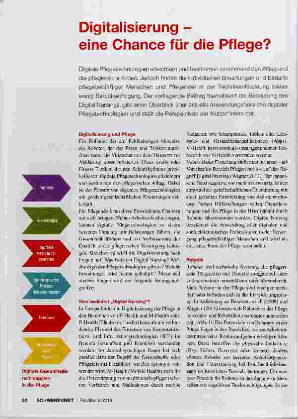 Vorschauseite 1: Digitalisierung - eine Chance für die Pflege?