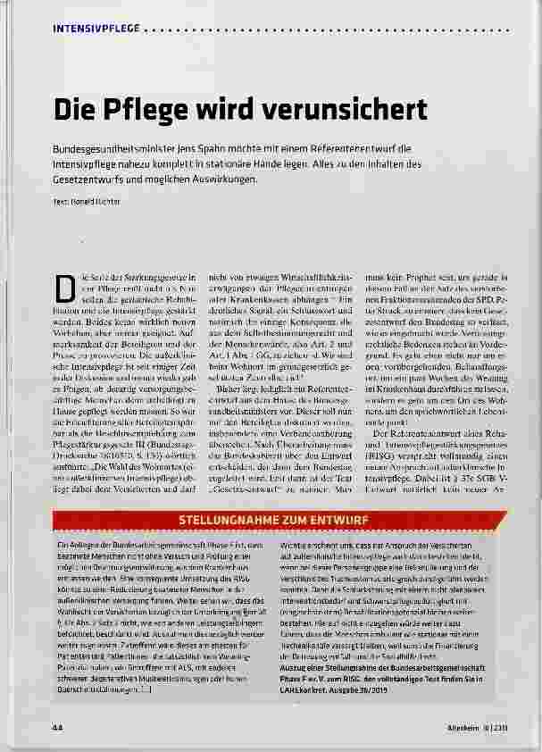 Vorschauseite 1: Die Pflege wird verunsichert