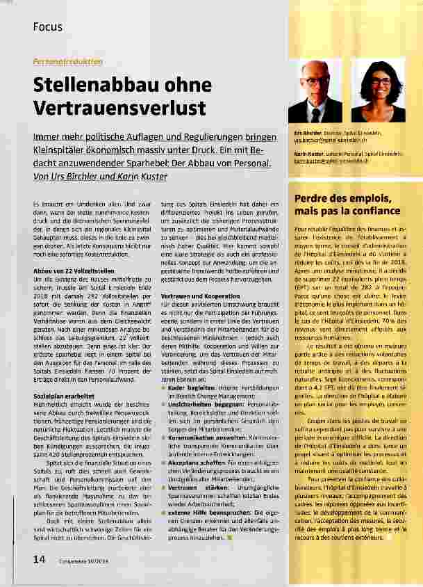 Vorschauseite 1: Stellenabbau ohne Vertrauensverlust