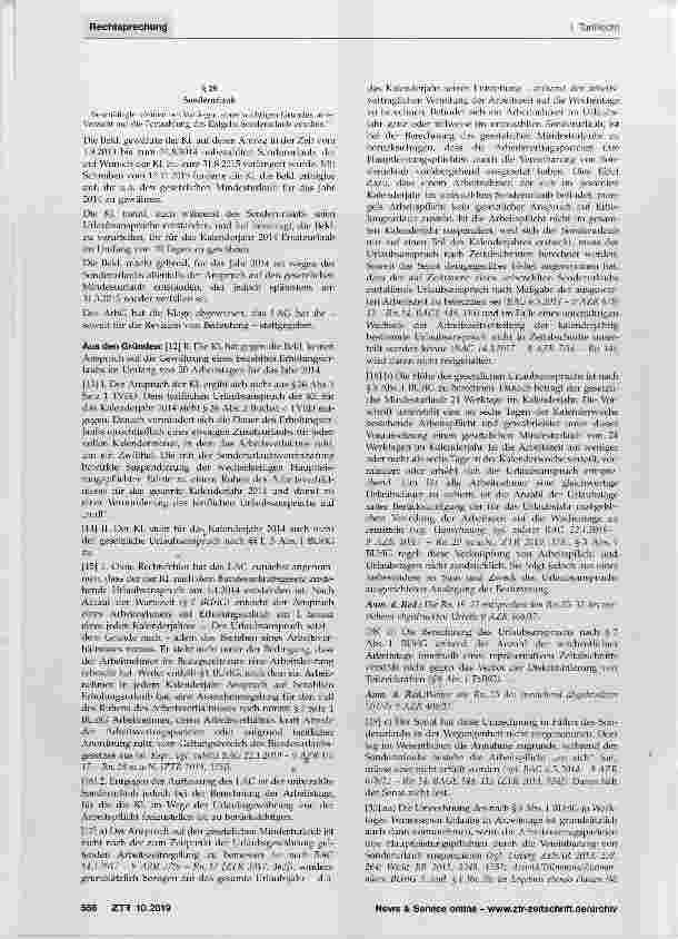 Vorschauseite 2: Erholungsurlaub bei unbezahltem Sonderurlaub