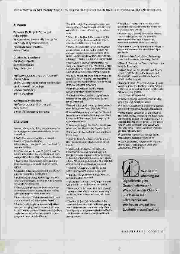 Vorschauseite 6: Die Medizin in der Zange zwischen Wirtschaftsinteressen und technologischer Entwicklung