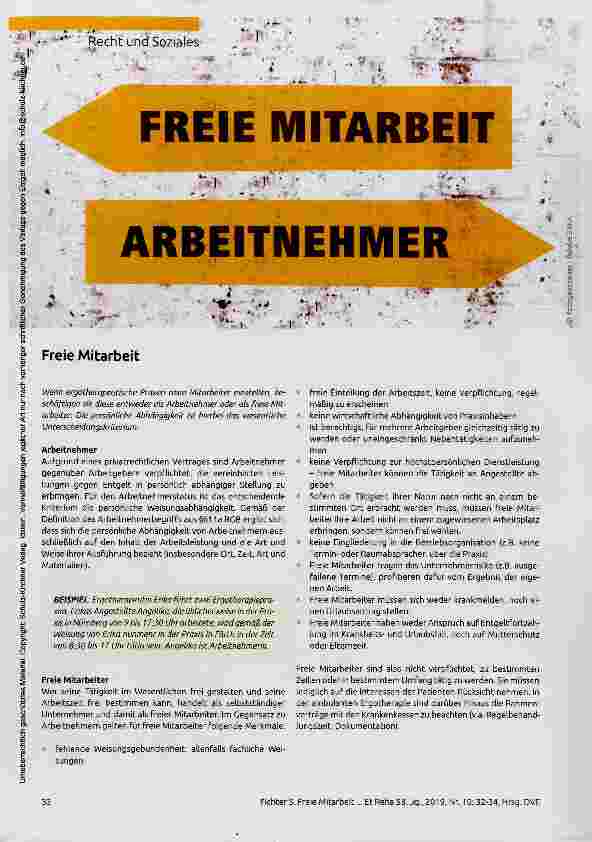 Vorschauseite 1: FREIE MITARBEIT ARBEITNEHMER