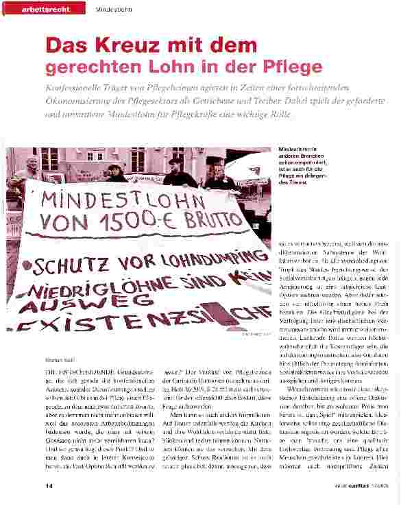 Vorschauseite 1: Das Kreuz mit dem gerechten Lohn in der Pflege