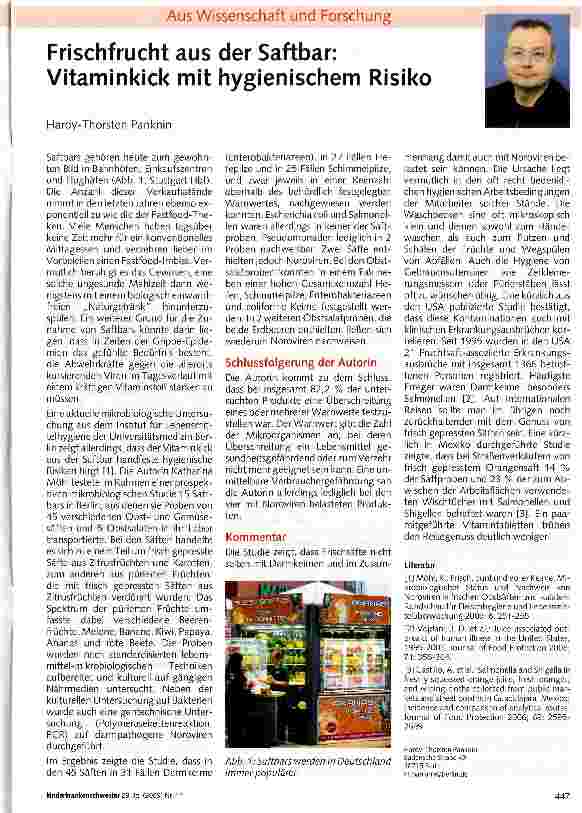 Vorschauseite 1: Frischfrucht aus der Saftbar: Vitaminkick mit hygienischem Risiko