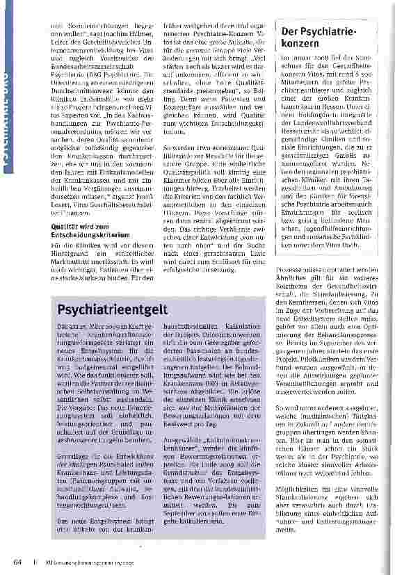 Vorschauseite 2: Psychiatrie vor grundlegenden Veränderungen