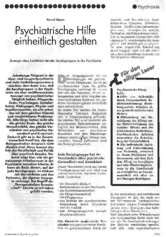Vorschauseite 1: Psychiatrische Hilfe einheitlich gestalten