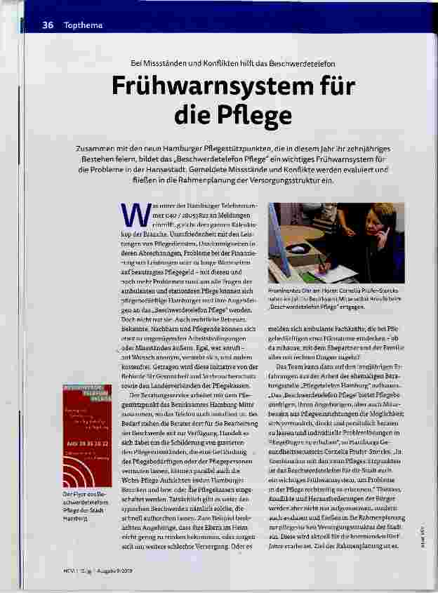 Vorschauseite 1: Frühwarnsystem für die Pflege