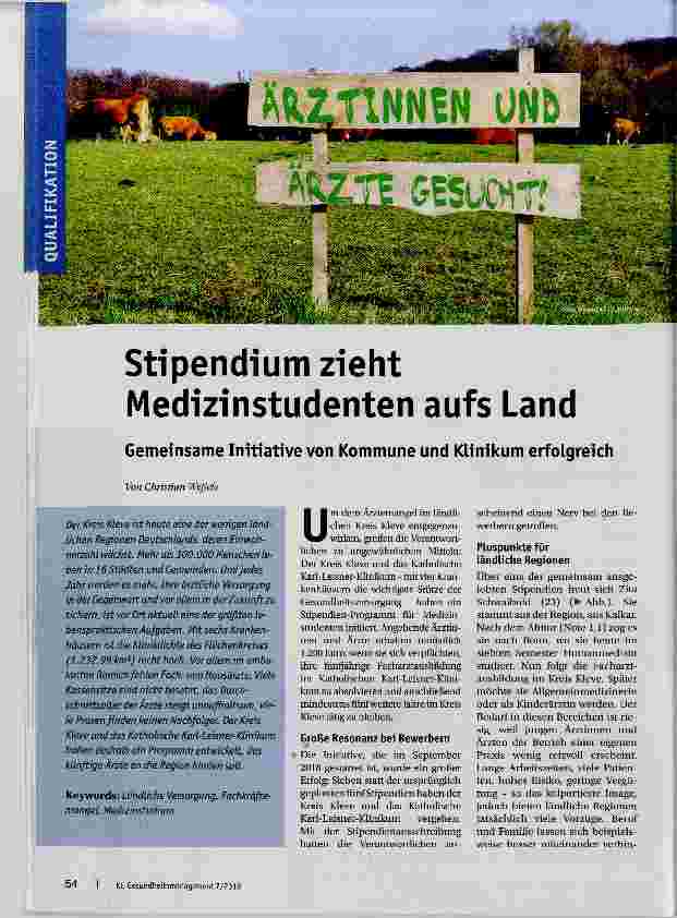Vorschauseite 1: Stipendium zieht Medizinstudenten aufs Land