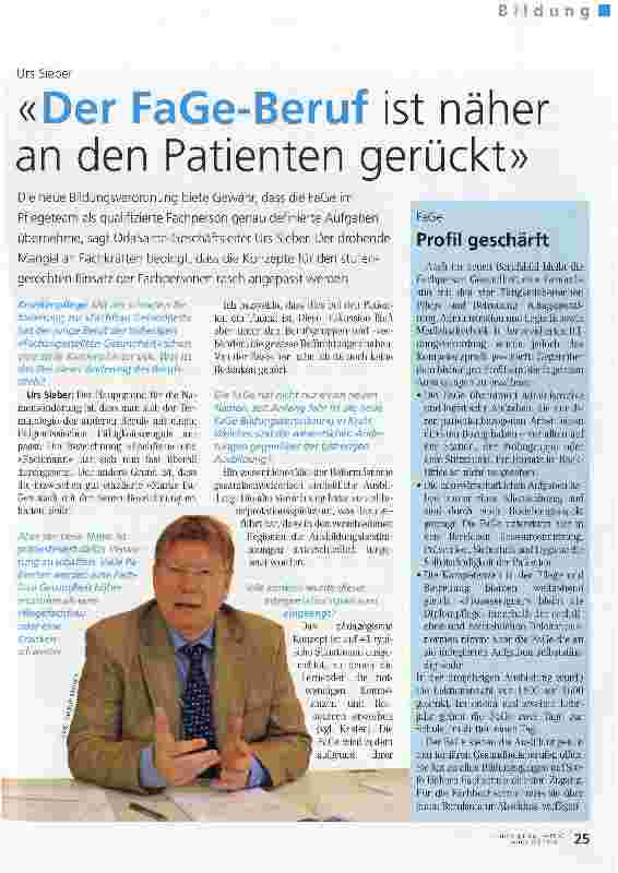 Vorschauseite 1: «Der FaGe-Beruf ist näher an den Patienten gerückt»