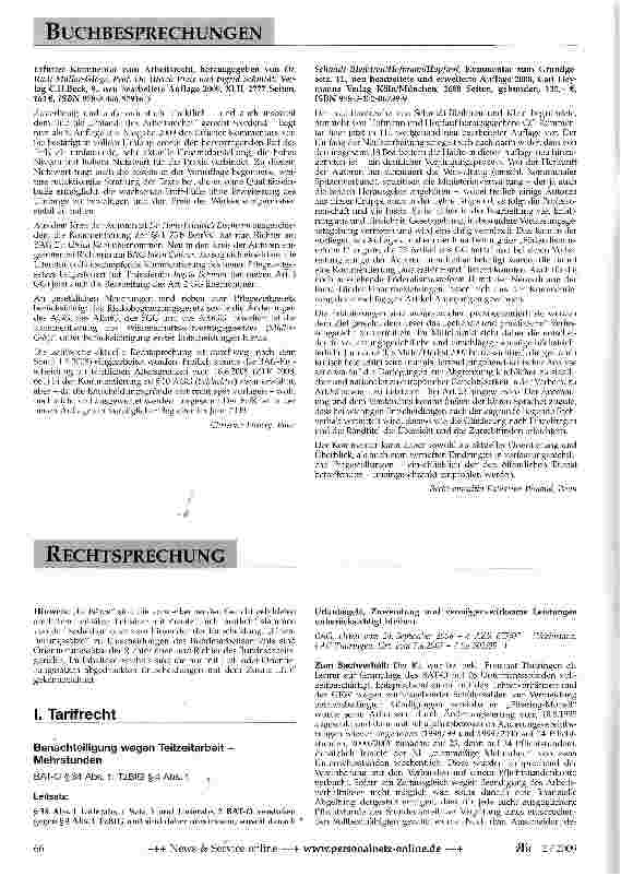Vorschauseite 1: Benachteiligung wegen Teitzeitarbeit -Mehrstunden