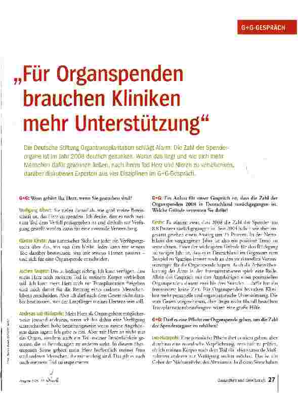 Vorschauseite 2: Für Organspenden brauchen Kliniken mehr Unterstützung