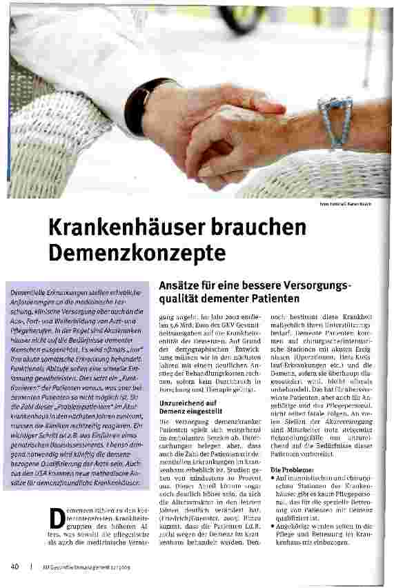 Vorschauseite 1: Krankenhäuser brauchen Demenzkonzepte