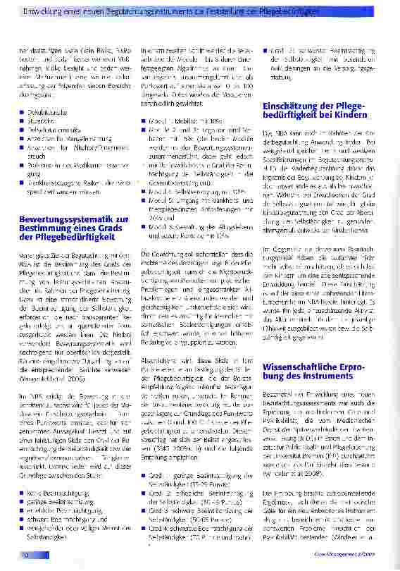 Vorschauseite 3: Entwicklung eines neuen Begutachtungsinstruments zur Feststellung der Pflegebedürftigkeit